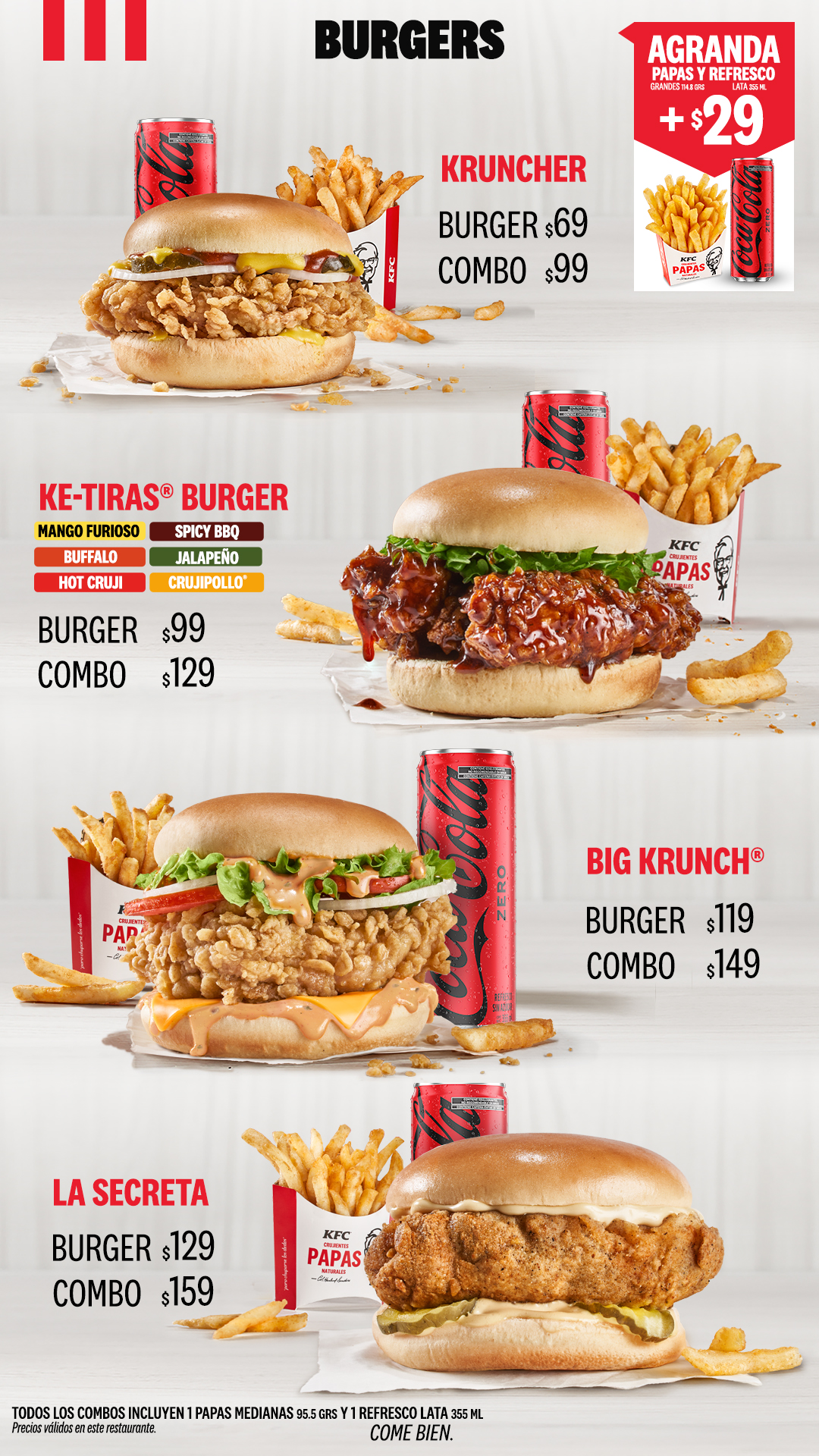Menú KFC