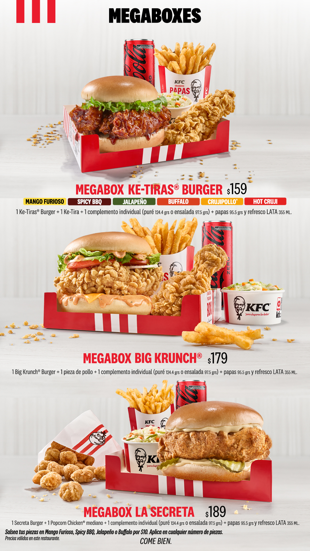 Menú KFC
