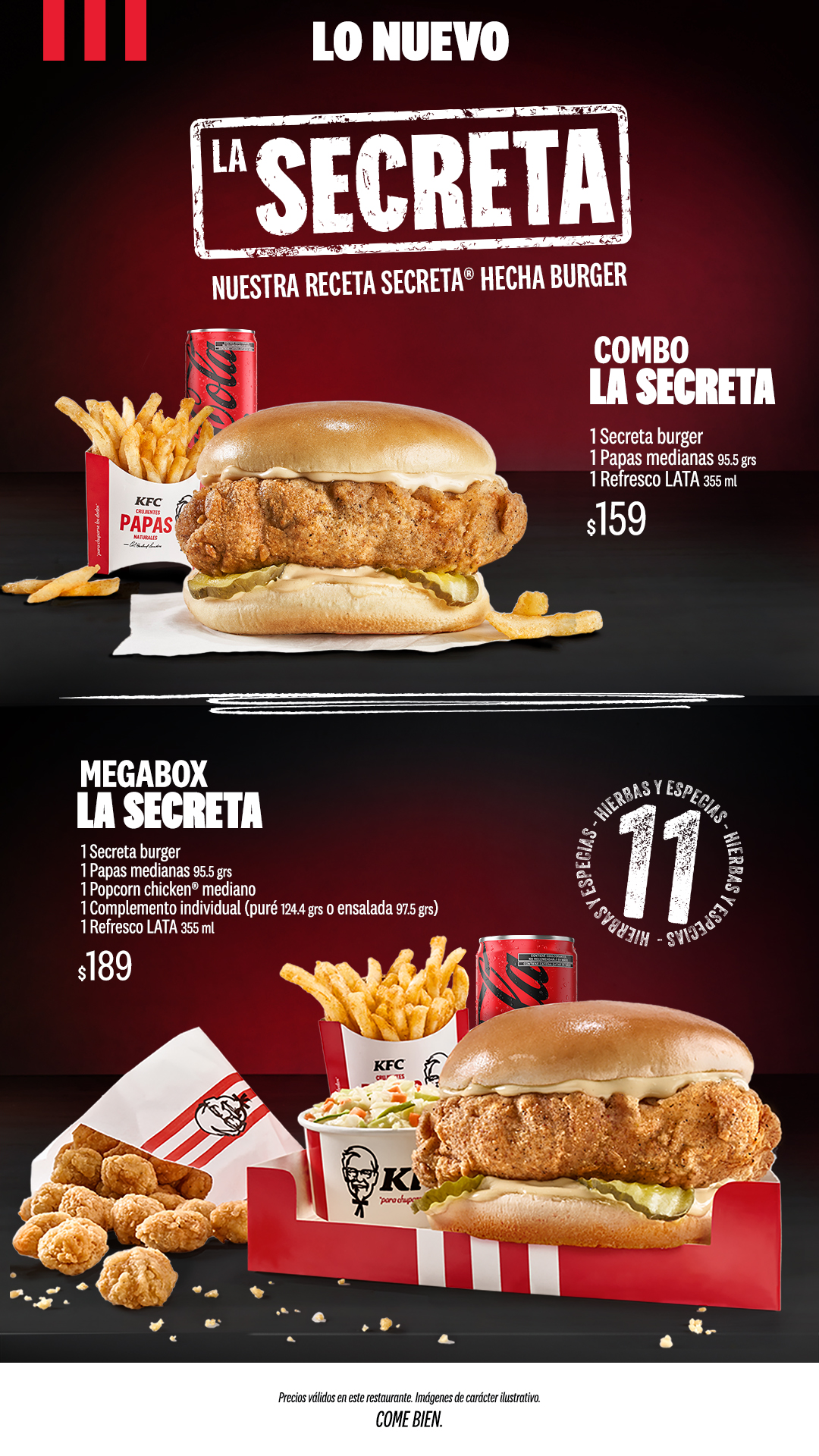 Menú KFC